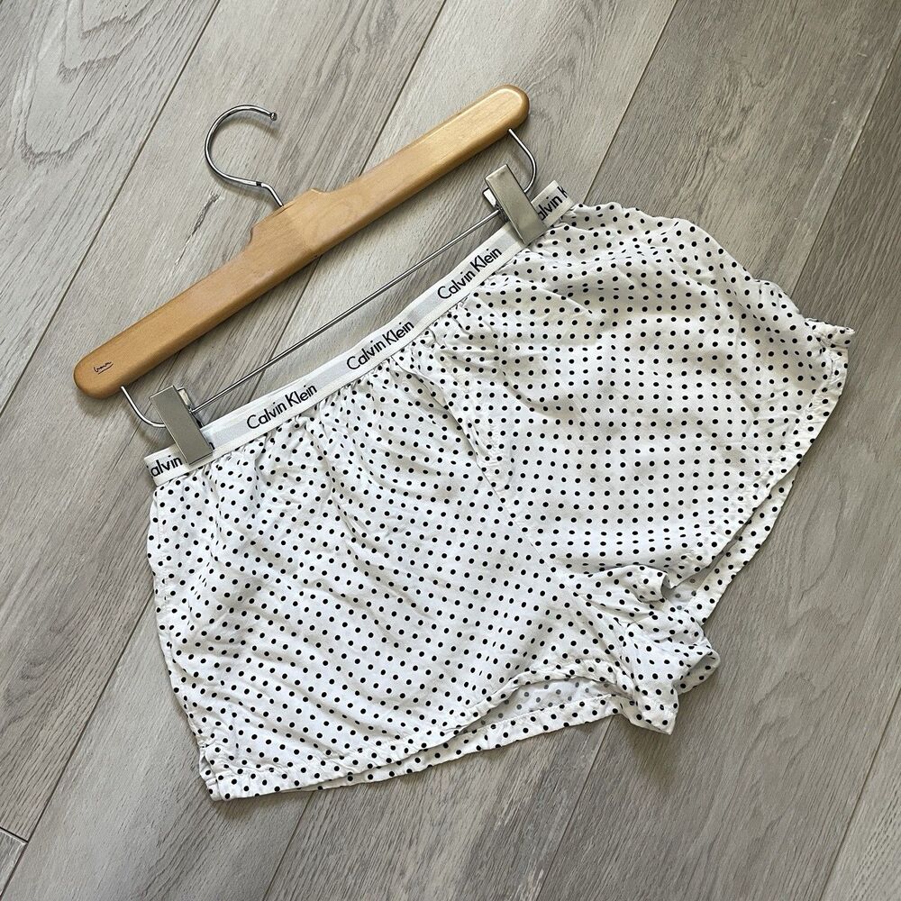 Calvin Klein Shorts polka dot boxer lounge womens White Black (medium) sleep